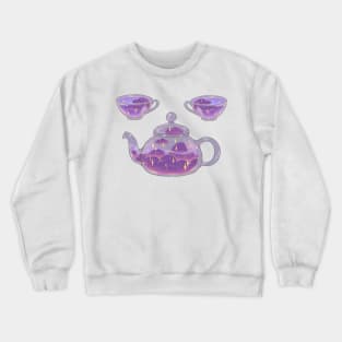 Magical soft night clouds tea set with dark background Crewneck Sweatshirt